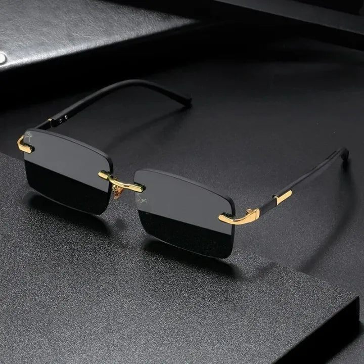 Retro Sunglasses Men Rimless Sun Glasses Shades Cutting Lens