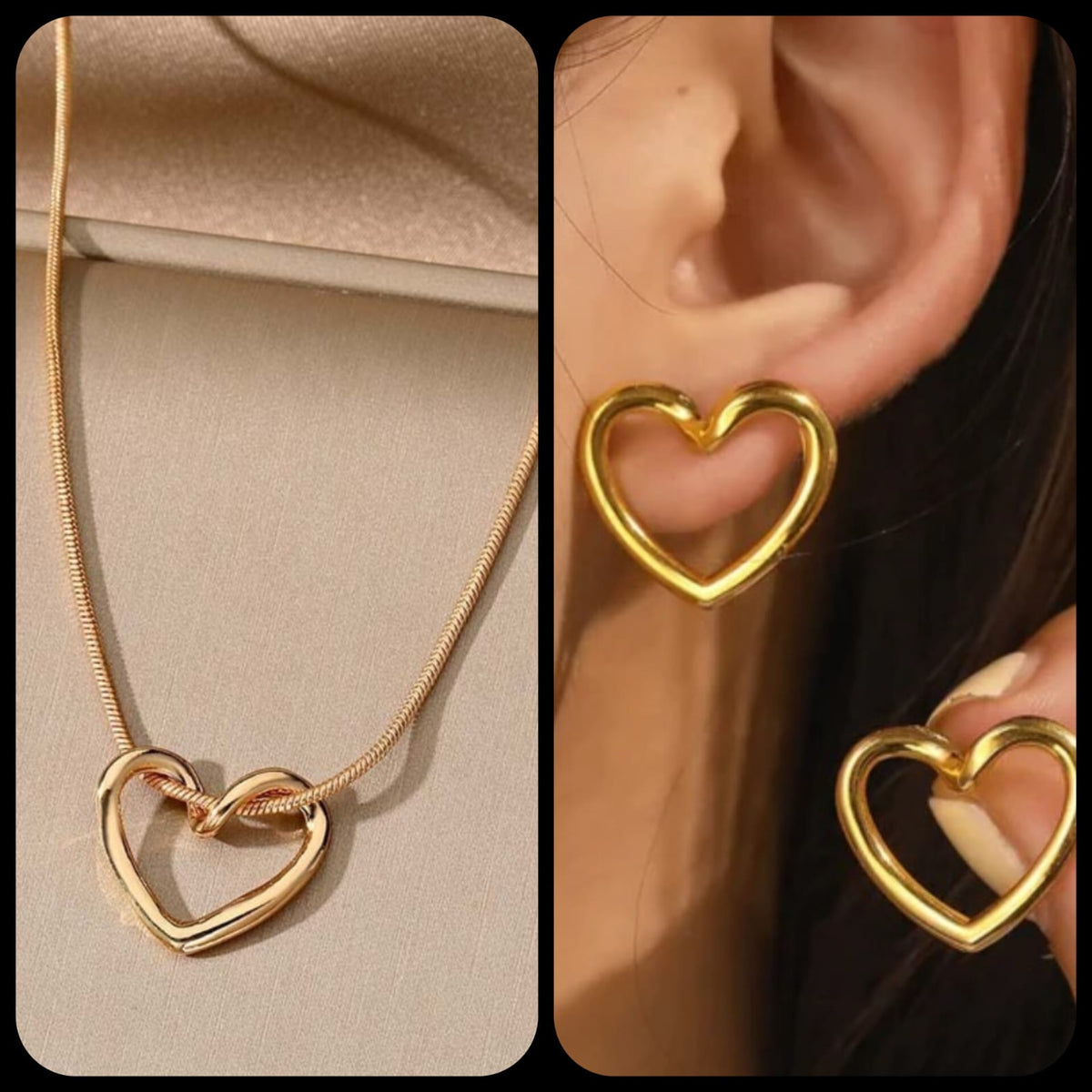 Korean Hollow Heart Jewelry Set – Anti-rust Tarnish