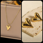 Chunky Golden Heart Jewelry Set – Anti Tarnish