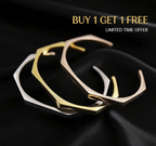 Stainless Steel Hexagon Cuff Bangle 2 Sets