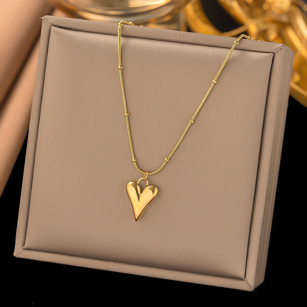 Chunky Golden Heart Necklace – Anti-rust Tarnish