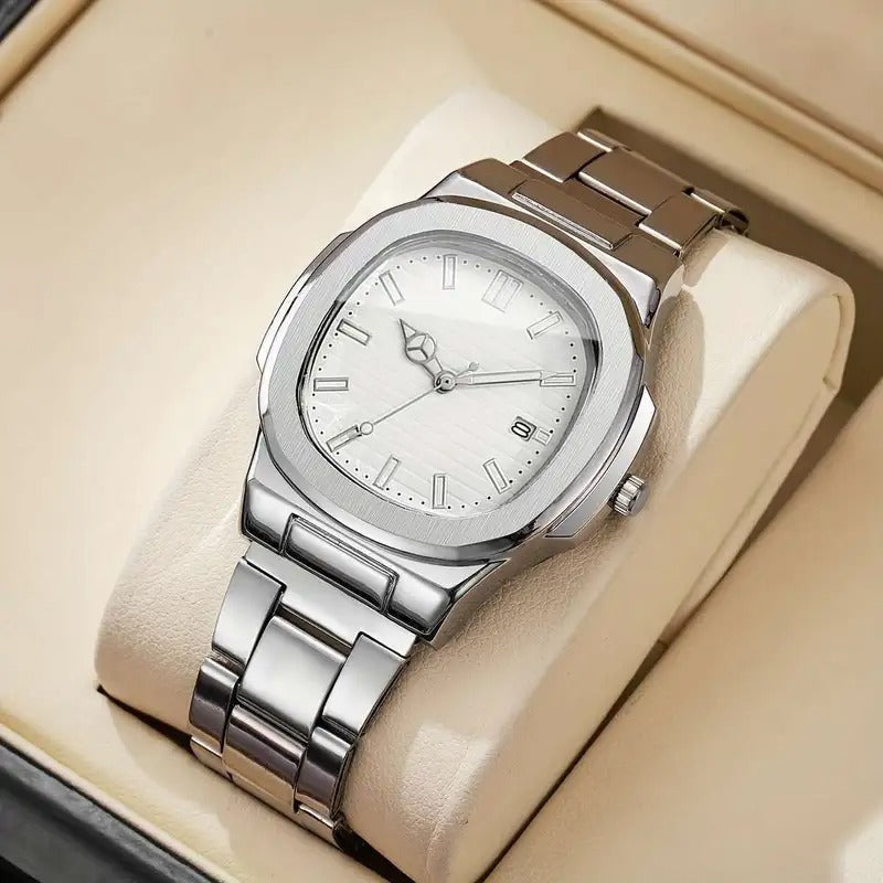 Simple Temperament Square Scale Calendar Dial High-end Trendy Quartz Wristwatch