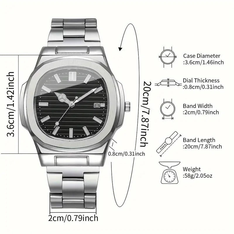 Simple Temperament Square Scale Calendar Dial High-end Trendy Quartz Wristwatch