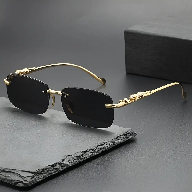 Fashionable Leopard Print Rimless Square Sun Glasses