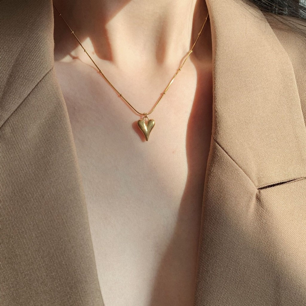 Chunky Golden Heart Jewelry Set – Anti Tarnish