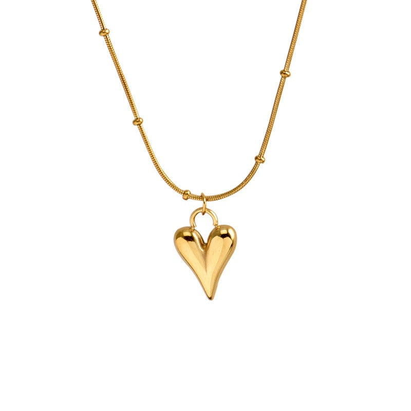 Chunky Golden Heart Necklace – Anti-rust Tarnish